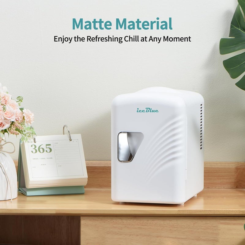 Iceblue Mini Fridge, Retro 4 Liter /6 Cans Tiny Fridge, AC Plug & 12V Car Charger Small Refrigerator, Compact & Portable 4A Cooling Mini Refrigerator for Bedroom, Car, Office, Dorm, Gift (White) - Image 4